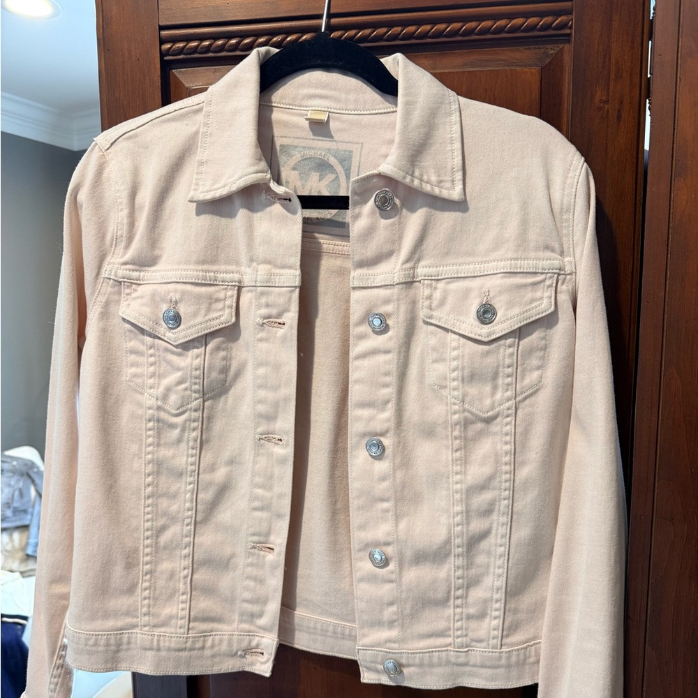 Michael Kors Women's Pale Pink Denim Jacket Size Medium
